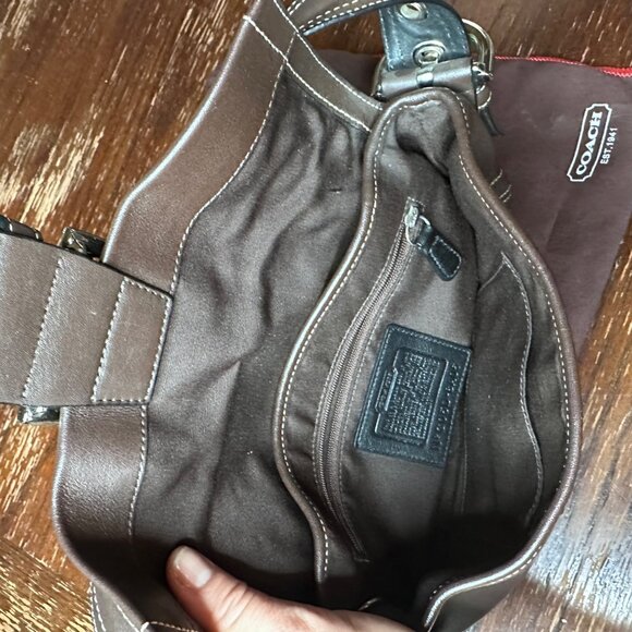 Vintage Coach Y2K Brown Leather Shoulder Bag With Dust Bag - Picture 8 of 15